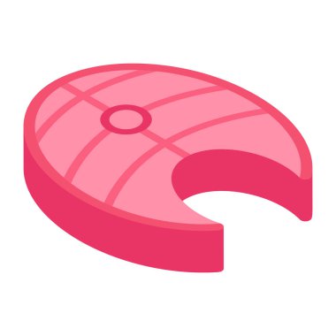 Balık bifteği Vektör sembolü illüstrasyonunun izometriği. beyaz arkaplanda izole