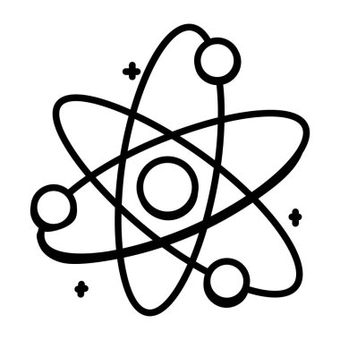 Atom simgesi vektörü web ve mobil uygulama tasarımınız için beyaz arkaplanda izole edildi, bilim logosu kavramı