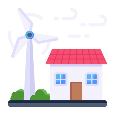 Güneş enerjisi, çevre dostu enerji santrali ikon vektör illüstrasyon grafik tasarımı