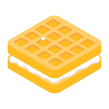 Waffle izometrik gıda ikonu. vektör illüstrasyonu