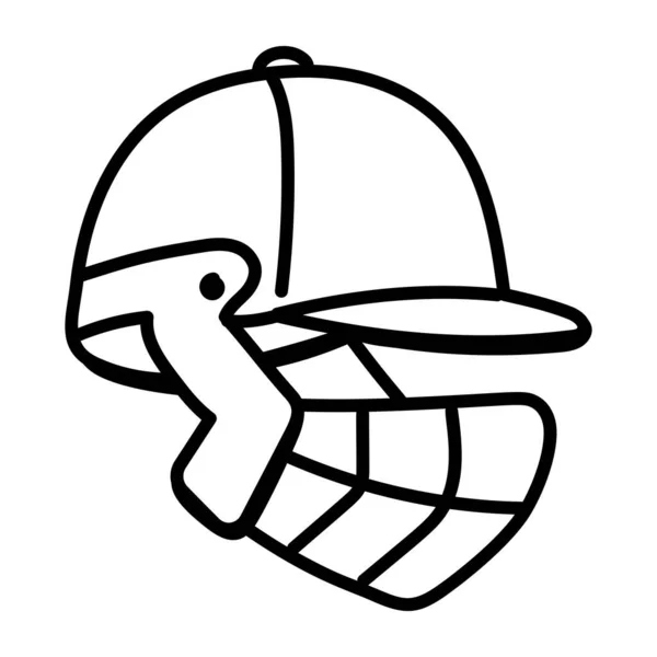 Вектор Значка Бейсбольного Шлема Набросок Футбольной Шляпы Иллюстрация Изолированного Контура — стоковый вектор
