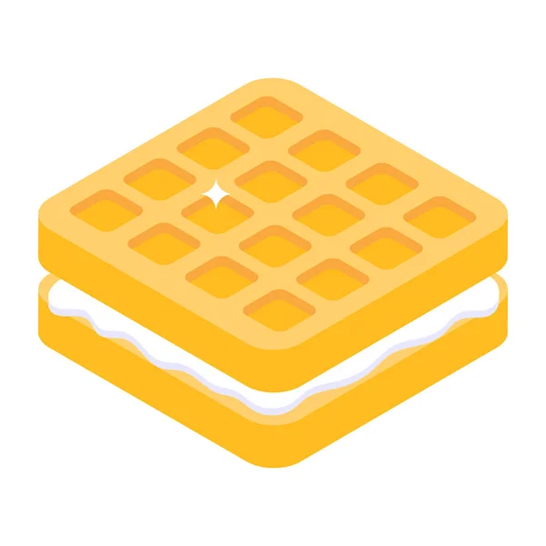 Waffles Ícone Comida Isométrica Ilustração Vetorial —  Vetores de Stock