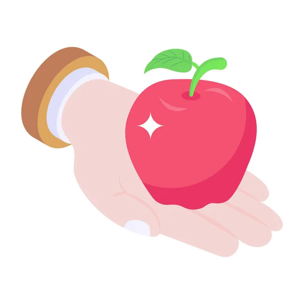 Μήλο Στο Χέρι Διανυσματική Απεικόνιση Σχεδιασμό — Διανυσματικό Αρχείο