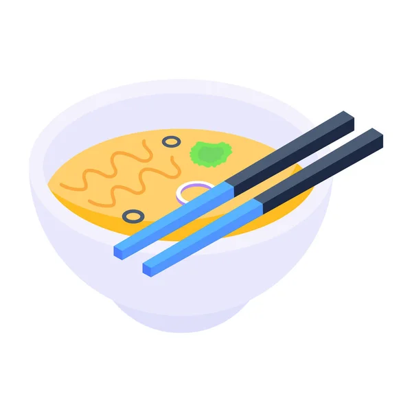 Sopa Macarrão Com Chopsticks Ilustração — Vetor de Stock