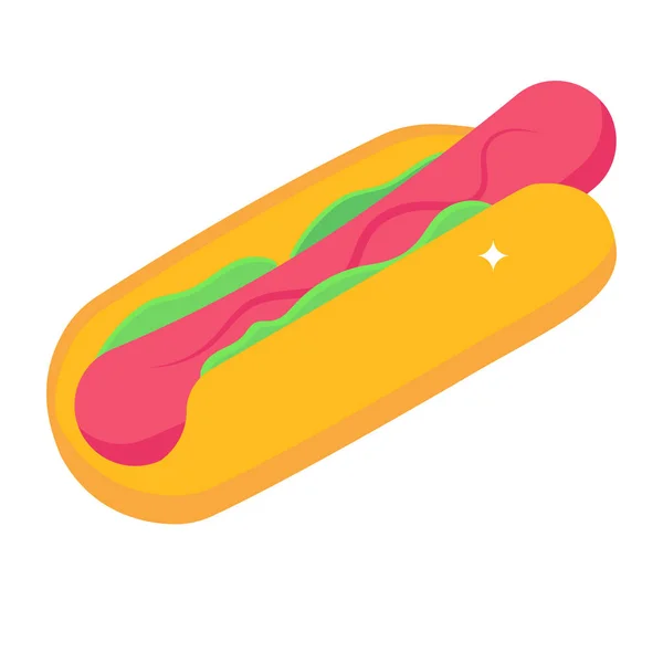 Isométrico Los Iconos Del Vector Sándwich Perro Caliente Para Diseño — Vector de stock