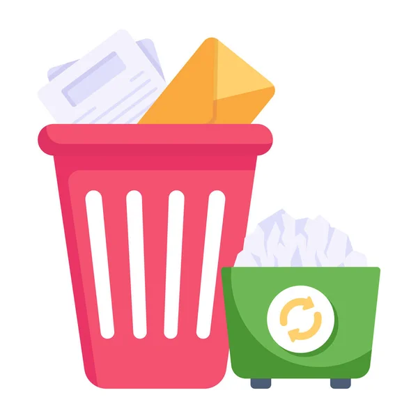 Reciclar Cesta Com Lixo Lixo Bin Design Ilustração Vetorial — Vetor de Stock