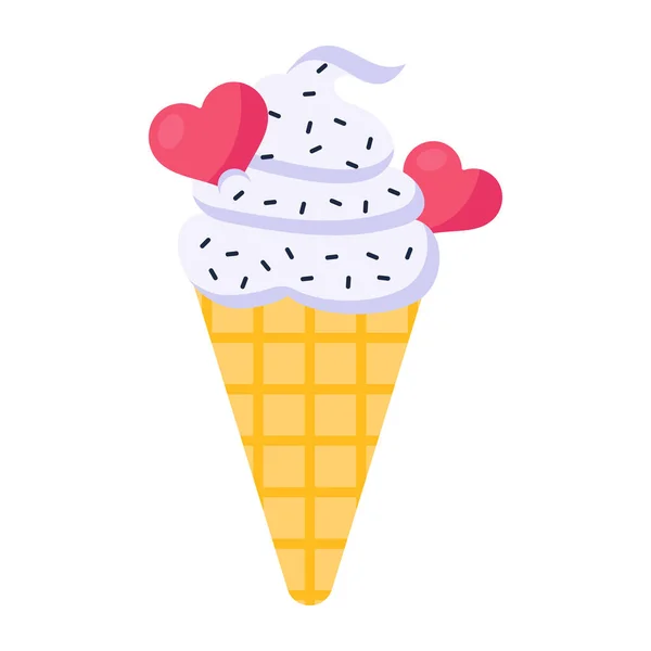 有心脏和爱情矢量图解设计的冰淇淋 — 图库矢量图片