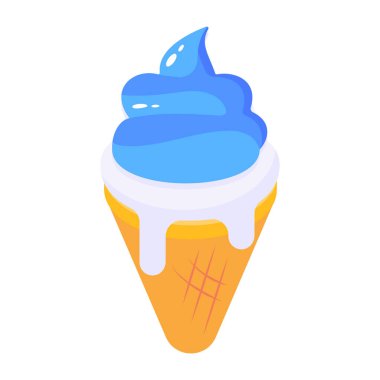 Çikolatalı dondurma külahı ve çırpılmış krema vektör çizimi