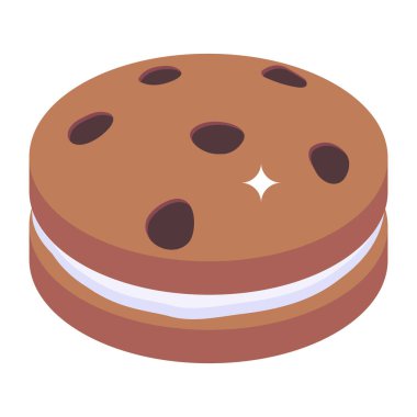 Lezzetli çörek ikonu. Beyaz arkaplanda izole edilmiş web tasarımı için tatlı tatlı tatlı vektör simgelerinin izometriği