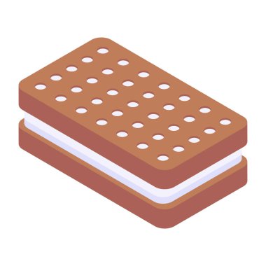 Çikolatalı pasta ikonu. Beyaz arkaplanda izole edilmiş web tasarımı için bisküvi fırın vektör simgeleri izometriği