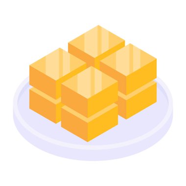 İzometrik küp simgesi. Web için depolama kutusu vektör simgelerinin düz çizimi