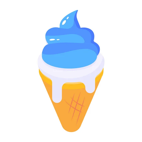 Cono Helado Con Chocolate Cremas Batidas Vector Ilustración — Archivo Imágenes Vectoriales