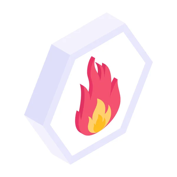 Fire Flame Icon Isometric Burning Bonfire Vector Icons Web Design — Stock Vector