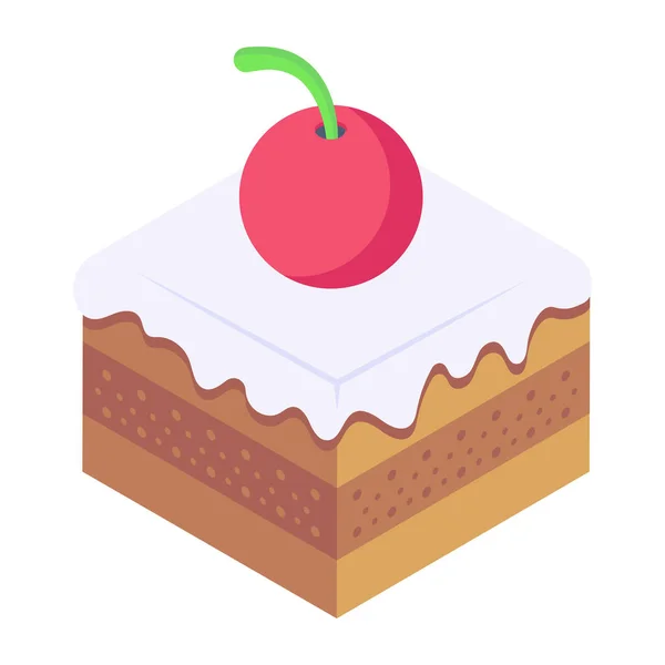 樱桃蛋糕 矢量插图 — 图库矢量图片