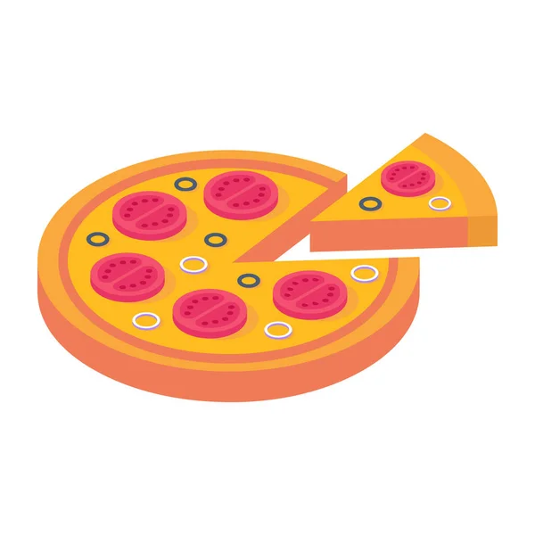 Pizza Pepperoni Plasterek Gorącej Smacznej Żywności Wektor Ilustracji — Wektor stockowy
