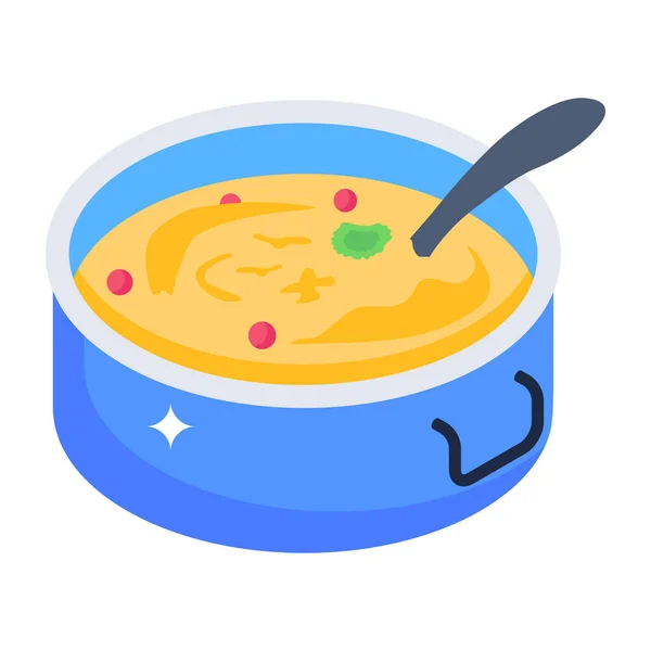 汤碗里有汤匙和酱汁 — 图库矢量图片