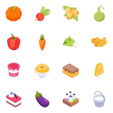 yiyecek simgesi vektör illüstrasyonunu ayarla