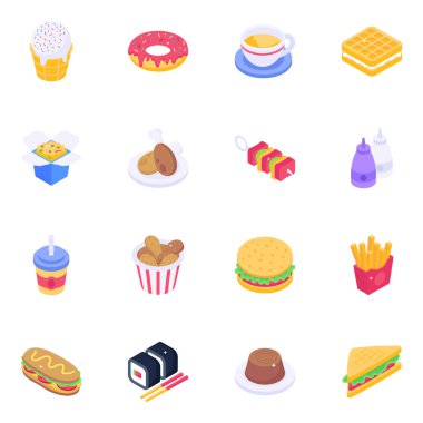 yiyecek simgesi vektör illüstrasyonunu ayarla