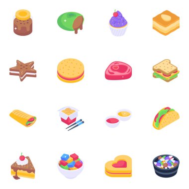 yiyecek simgesi vektör illüstrasyonunu ayarla