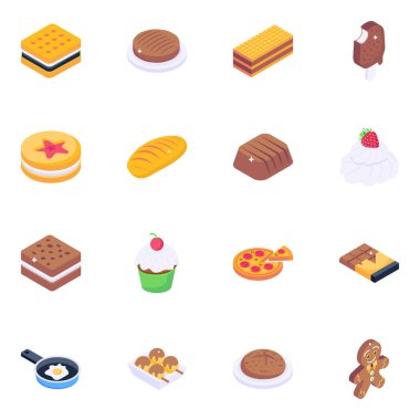 yiyecek simgesi vektör illüstrasyonunu ayarla