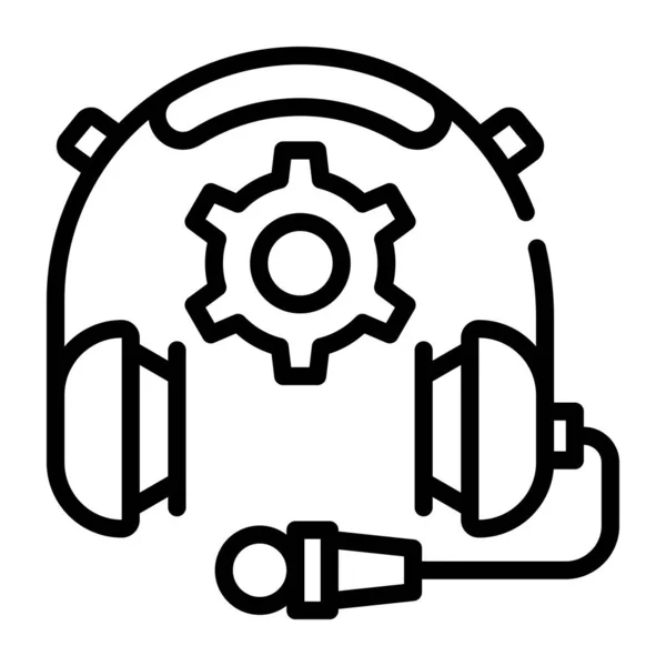 Ακουστικά Και Γρανάζι Έννοια Του Εικονιδίου Της Γραμμής Τεχνικής Υποστήριξης — Διανυσματικό Αρχείο