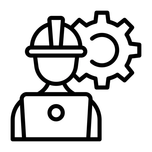 Une Icône Ligne Modifiable Ingénieur — Image vectorielle