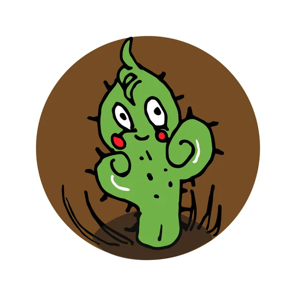 Illustrazione coraggiosa del cactus del bambino. Illustrazione schizzo vettoriale. — Vettoriale Stock