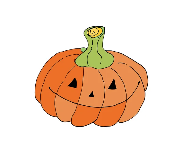 Citrouille d'Halloween avec le visage souriant sur fond blanc. Illustration de dessin animé vectoriel. — Image vectorielle