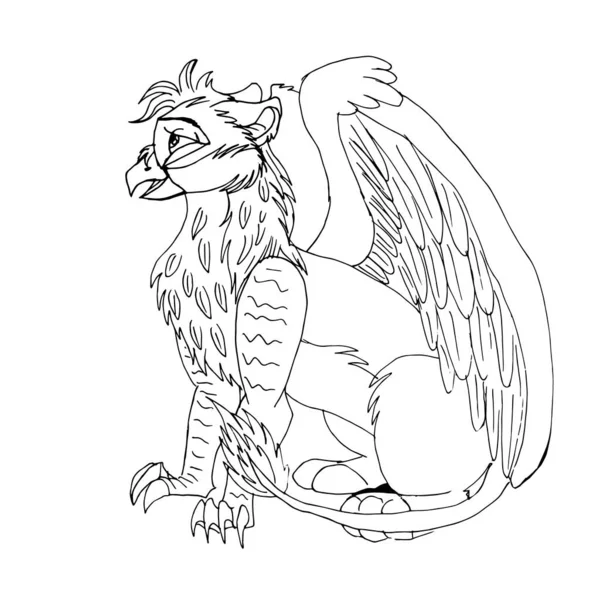 Griffin Also Known Gryphon Griffon Lion Body Wings Eagle Head — Vetor de Stock