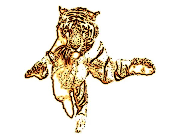 Desain Edisi Oranye Harimau Jumpin - Stok Vektor