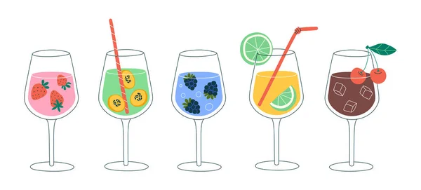 Vector Illustration Summer Cocktails — Archivo Imágenes Vectoriales
