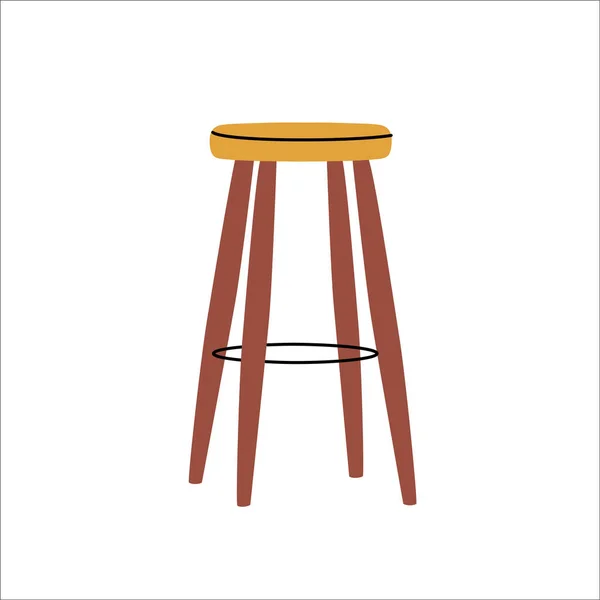Bar Wooden Stool Vector Flat Illustration Colored Furniture Icon Kitchen — Stockvector