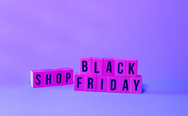 Sign Wooden Letters Indicating Black Fridey Shop Copy Space Offers — Stock Photo, Image