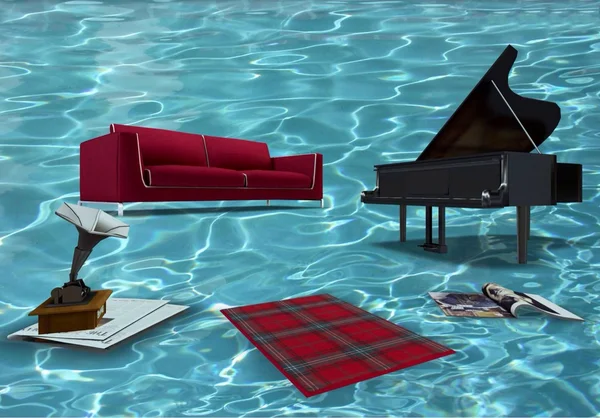 Su baskını/taşkın illüstrasyon