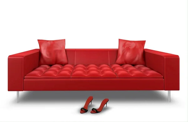 beyaz zemin üzerine kırmızı koltuk