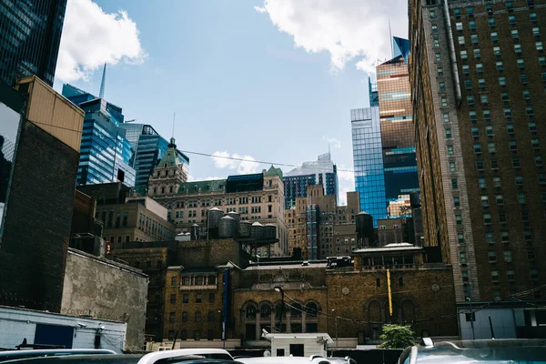 Old Vintage Buildings Street Big Traffic Jam Road Daytime New — Stock Photo, Image