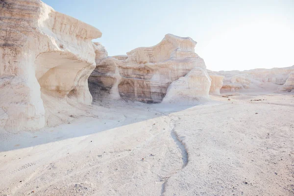 Amazing Landscape View Dry Sandy Canyon Desert Big Uneven Sandstone — Stockfoto