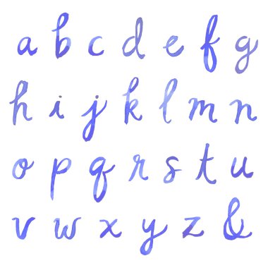 Cursive suluboya alfabesi - küçük harf