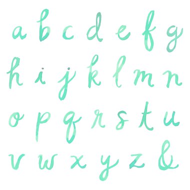 Cursive suluboya alfabesi - küçük harf