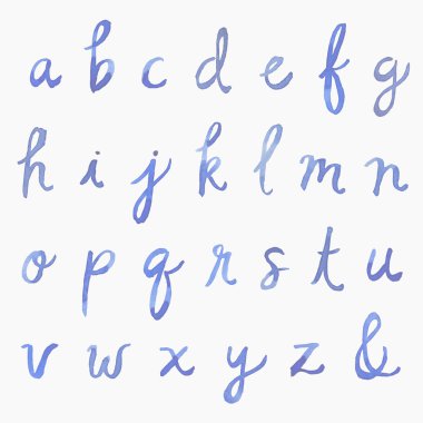 Cursive suluboya alfabesi - küçük harf