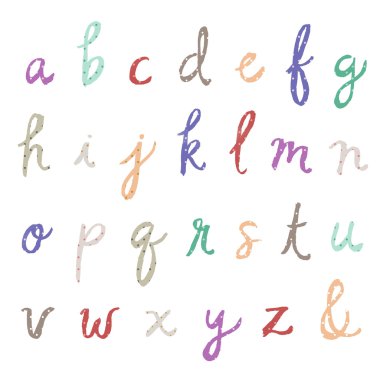 Cursive Alphabet Letters With Polka Dots clipart