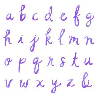 Cursive suluboya alfabesi - küçük harf