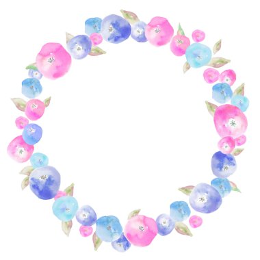 Suluboya çiçek çelengi