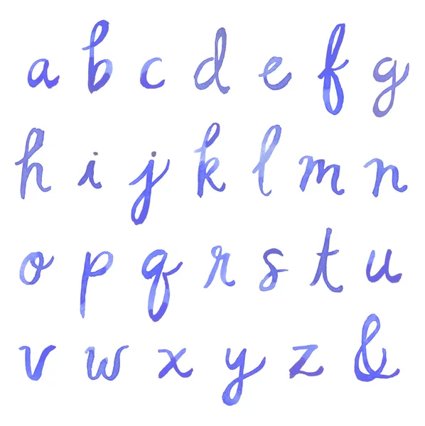 Cursive akvarel abeceda - malá písmena — Stock fotografie