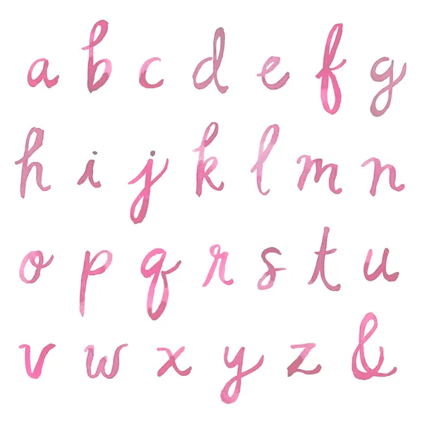 Cursive аквареллю абетка - нижній регістр — стокове фото