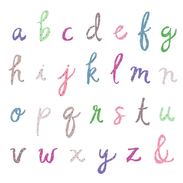 Курсивные буквы алфавита с точками польки — стоковое фото