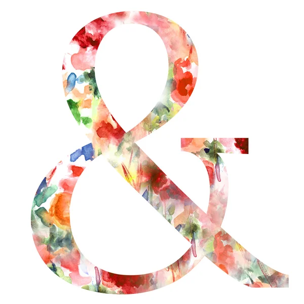 Ampersand mit floraler Textur. und Symbol — Stockfoto