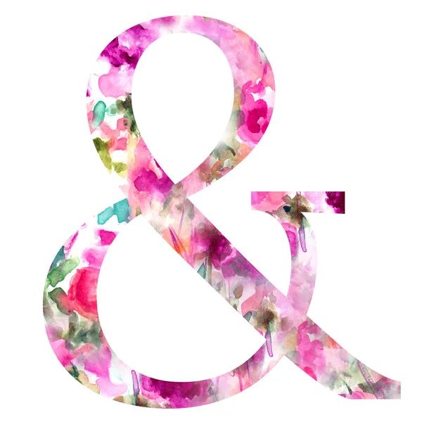 Ampersand With Floral Texture. And Symbol — Stock Photo, Image