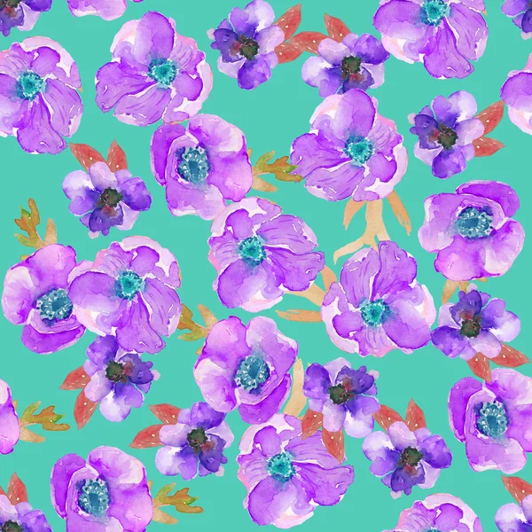 suluboya anemone arka plan deseni. çiçek desenli