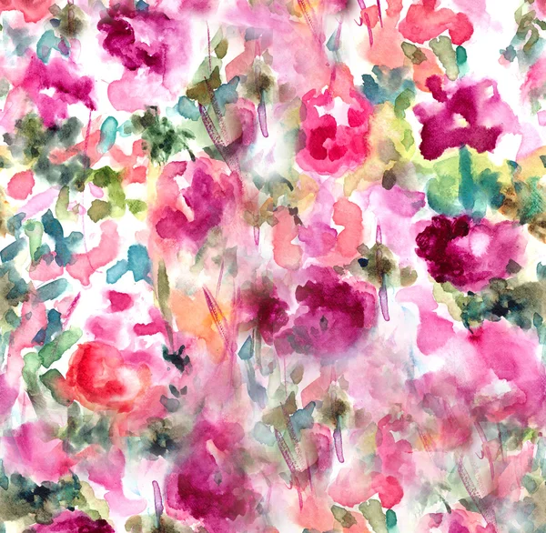 Abstracte aquarel floral achtergrond landschap — Stockfoto